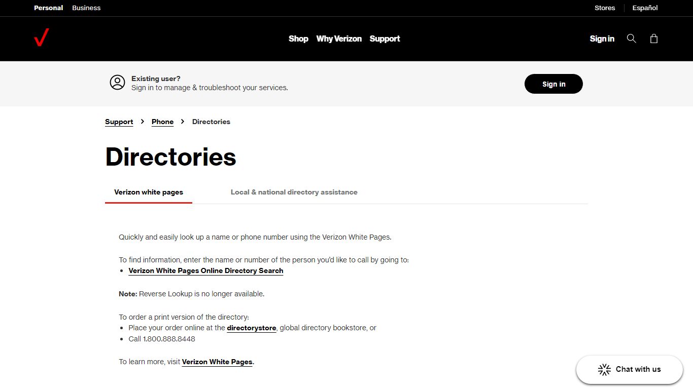 Home Phone Directories | Verizon Phone Support